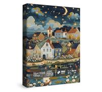 Water Country House for Adult 1000 Piece, Night Colorful Village Art Jigsaw Puzzle, Flower Boat Scenic Puzzle
