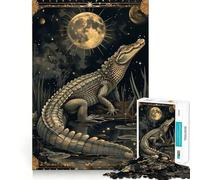 Water Crocodile Tarot Card Jigsaw 1000 Piece Mind Skill Play Stable Fit No Shifting Parts Enjoyable Pastime for Long Weekends (38x52cm)