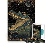 Water Crocodile Tarot Card Jigsaw Puzzle 1000 Mental Recall Game High Accuracy Cutting Craft Interactive Brain Challenge for Home (50x75cm)