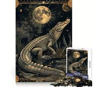 Water Crocodile Tarot Card Jigsaw Puzzle for Teenagers 1000 Pieces Sharp Recall Quiet Recreation Uniform Cut Unique Xmas Gift (50x75cm)