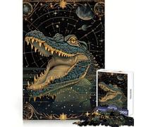 Water Crocodile Tarot Card Jigsaw Puzzles for Adults 1000 Piece Improve Memory Calm Recreation Laser Cut Unique Xmas Gift (38x52cm)