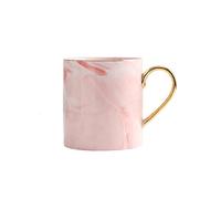 Water Cup Ceramic Mug Coffee Cup Large Capacity Water Marbled with Gold Handle 14.2oz (420ml) Cup(B)