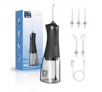 Water Dental Flosser Cordless for Teeth, 350ML Water Dental Flosser Teeth Pick 4 Modes Portable Oral Irrigator with 4 Jet Tips Rechargeable Flossers Oral Irrigator IPX7 Waterproof for Home Travel