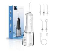 Water Dental Flosser Cordless for Teeth, 350ML Water Dental Flosser Teeth Pick 4 Modes Portable Oral Irrigator with 4 Jet Tips Rechargeable Flossers Oral Irrigator IPX7 Waterproof for Home Travel