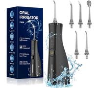 Water Dental Flosser Electric Oral Irrigator 300ML Large Tank 5 Replaceable Jet Tips IPX7 Waterproof Teeth Cleaner Water Flossing Cleaning Picks for Home and Travel