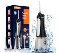 Water Dental flosser for Teeth Cleaning - Rechargeable Cordless Oral Irrigator 4 Modes 6 Tips IPX 7 Waterproof Portable Teeth Cleaner Pick for Home Trave