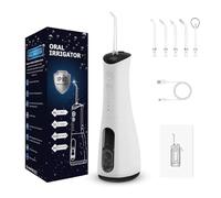 Water Dental Flosser for Teeth Cordless - 2026 Upgraded Portable Oral Irrigator 300ML, 5 Jet Tips, Rechargeable Tooth Flosser Braces & Gum Care, IPX7 Waterproof Cleaning Irrigator for Home & Travel