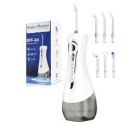 Water Dental Flosser for Teeth Cordless Portable Oral Irrigator 320ml-4 Modes and 6 Jet Tips Water Teeth Cleaner-IPX7 Waterproof Rechargeable Flossing Machine for Teeth Cleaning for Home Travel