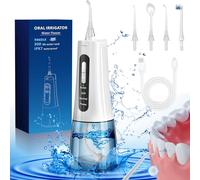 Water Dental Flosser Pick for Teeth 2025 Upgraded Cordless Portable Water Flosser Teeth Cleaner - 4 Modes 300ML Rechargeable Irrigation Cleaner IPX7 Electric Professional Flossing Cleaning Picks