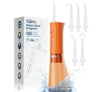 Water Dental Flosser Teeth Pick: Portable Cordless 4 Modes Flossers Pic 300ML Rechargeable Floss Pik Powerful IPX7 Waterproof Oral Irrigator for Cleaning Gum Care Braces for Home Travel