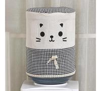 Water Dispenser Fits Cover Standard Hot and Cold Water Coolers Protective Linen Fabric Cotton Bottle Cover Having Cat Pattern Dust for Ga (Black)