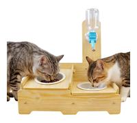 Water Dispenser for Pets, Wooden Adjustable Height with 2 Bowls | Automatic Water Dispenser for Dogs, for Puppy Kitten Cat Pet Indoor Home Balcony Outdoor Garden Patio Al
