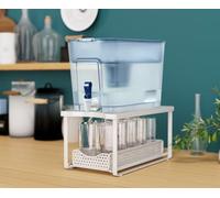 Water Dispenser Stand for Countertop-Metal Black Water Filter Stand 14.5"x7.7"x6.9",with Drawers Suitable,Compatible with Brita Water Pitcher and Zerowater Pitcher (White)