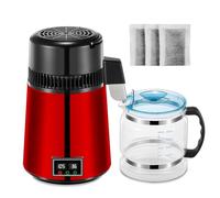 Water Distiller, 4.2L Upgraded Stainless Steel Distilled Water Machine | Distilled Water Maker with LCD Panel & Glass Container, Countertop Water Distiller for Home with Temperature Setting, Red
