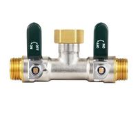 Water Distributor 2-Way, High-Flow 2-Way Distributor Water, Horizontal Garden Water Distributor, where the Water Flow is Branched Horizontally Left and Right, 3/4 Inch, Black Handle, Green