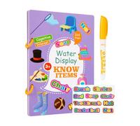 Water Doodle Book - Activity Toys - Doodle - Reusable Water Reveal Activity Educational Learning Painting Kits Watercolor Paint Set Brush Toys Painting Kids 3+ Years Boys Girls