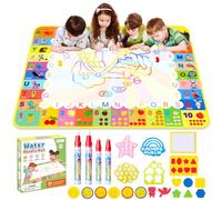 Water Doodle Mat (120 x 90cm), Large Aqua Magic Drawing Mat No Mess Painting Coloring Board with Pens & Stamps, Educational Toys Birthday Gifts for Boys Girls Toddlers Aged 3 4 5 6