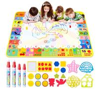 Water Doodle Mat - 120 x 90cm Large Aqua Magic Water Drawing Mat with Magic Pens, Stamps, Molds No Mess Coloring Painting Educational Christmas Birthday Gift for Toddlers Boys Girls Toys Aged 3 4 5
