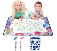 Water Doodle Mat, 44×32cm Water Drawing Mat with Magic Pens and Molds, Reusable No Mess Water Drawing Mat, Water Mat Drawing 2 3 4 5 6 Year Old Boy Educational Toy Gifts