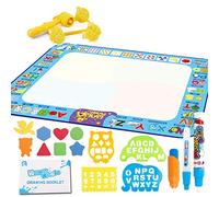 Water Doodle Mat Educational Toys with Accessories Including Pens EVA Blocks Plastic Templates Roller Set and Drawing Book for Kids Baby Girls Boys