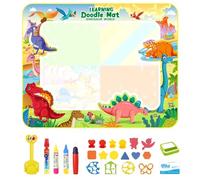 Water Doodle Mat, Large Aqua Drawing Mat W/Magic Pens, Stamps, Molds No Coloring Painting Educational Toys, Water Drawing Mat Reusable Endless Fun with Water-Based Drawing for Kids