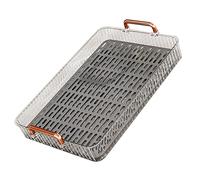 Water Drainage Tea Tray, Plastic Double Layer Large Capacity Rectangular Cup Drain Board with Handle Serving Tray for Home Office (Small White)