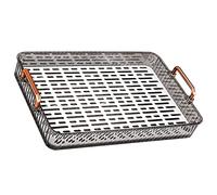Water Drainage Tea Tray, Plastic Double Layer Large Capacity Rectangular Cup Drain Board with Handle Serving Tray for Home Office (Small Size Grey)