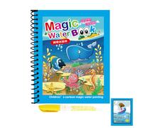 Water Drawing Book - 7.48x5.91x0.2 Inches Educational Coloring Pad, Creative Reusable Paint Board, Doodle Art Toy Set | Washable Water Pen Activity Book for Preschool toddlerr Learning Home Fun