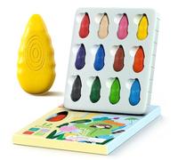 Water Drop Crayons for Toddlers, Non Toxic Washable, Ergonomic, 12 Pack | Made Using Natural Waxes, Free from Asbestos, Lead and Phthalates, Gentle on Delicate Skin