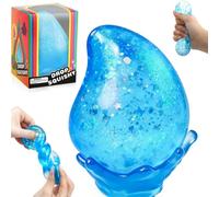 Water Drop Fidget Stress Ball,Squishy Stress Ball,Ice Squishy Stress Cube-Drop with Detachable Base,Silicone Squishy Stress Balls for Adults & Kids,Fidget Toys for Autism, ADHD, Anxiety Relief (Blue)