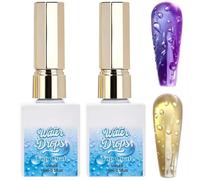 Water Drop Gel Top Coat,3D Rain Drop Effect Non-Wipe Glossy Shiny Nail Art Top Coat,Water Drops Tops Coats Gel,Raindrop Tops Coats Gels,DIY Bubble Ice Dew Soak off UV LED Gel Nail Polish-15 ml*2