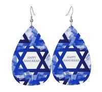 Water Drop Leather Earrings Hanukkahn Jews Chanukah Holiday | Drop Leather Earrings Ornament Leather Earring Lightweight For Anniversary Party