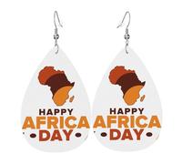 Water Drop Leather Earrings Happy Africa Day | Leather Earring Ornament Drop Leather Earrings Women For Daily Wear Anniversary