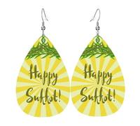 Water Drop Leather Earrings Happy Sukkot Jews Holiday | Drop Leather Earrings Lightweight Leather Earring Women For Anniversary Women Girls