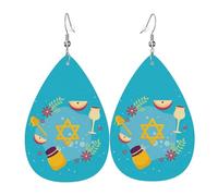 Water Drop Leather Earrings Happy Sukkot Jews Holiday | Drop Leather Earrings Stylish And Beautiful Leather Earring Women For Birthday Party