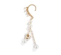Water Drop Pearl Pendant Elf Ear Cuff Single Left Handmade Non Piercing Earring for Women, Zinc, No Gemstone