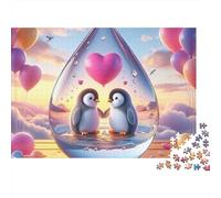 Water Drop Penguin 1000 Piece Jigsaw Puzzle for Adults Romantic Balloons Premium Paper Home Decor Gift 52x38cm/1000pcs