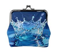 Water Drop Splash Leather Coin Purse for Women-Small Kiss Lock Wallet, Mini Card Holder for Keys Lipstick, Cute Change Purse for Travel