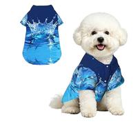 Water Drop Splash S Pet Hawaiian Shirt for Small Dogs-Cute Summer Beach Outfit for Puppy, Soft Breathable Cat Clothes with Buttons