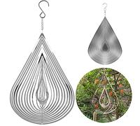 Water Drop Wind Chime Garden Ornament Decor 360 Degrees Spinners Hanging Sign Tree Pendant Suncatcher Metal Art Craft For Home Bedroom Living Room Window Corridor Yard Decoration Outdoor Indoor