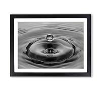 Water Droplet Rain Abstract Art No.1 Modern Framed Print | A2 Black Framed Wall Art | Ready to Hang | Abstract Landscape Picture | Living Room Bedroom Lounge Office