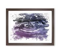Water Droplet Rain Abstract Art No.2 V3 Modern Framed Print | A2 Walnut Framed Wall Art | Ready to Hang | Abstract Landscape Picture | Living Room Bedroom Lounge Office