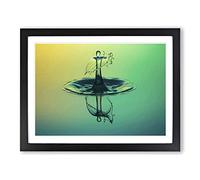 Water Droplet Rain Abstract Art No.9 Modern Framed Print | A2 Black Framed Wall Art | Ready to Hang | Abstract Landscape Picture | Living Room Bedroom Lounge Office