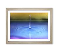 Water Droplet Rain Abstract Modern Framed Print | A2 Oak Framed Wall Art | Ready to Hang | Abstract Landscape Picture | Living Room Bedroom Lounge Office