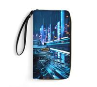 Water Droplets Cool Sport Car Wristlet Wallets for Men Women Leather Long Wallet Credit Card Clutch with Cord