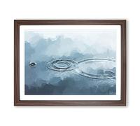 Water Droplets On A Lake In Abstract Modern Art Framed Wall Art Print, Ready to Hang Picture for Living Room Bedroom Home Office Décor, Walnut A2 (64 x 46 cm)