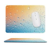 Water Droplets on Blue Orange Gradient Background Mouse Pad, Small Office Computer Mouse Pads for Desk Laptop with Non-Slip Rubber Base Mouse Mat, Gaming Mouse Pads