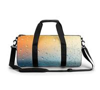 Water Droplets on Blue Orange Gradient Background Travel Gym Bag for Women Men Cylindrical Duffle Bag Sport Workout Bag with Shoulder Strap
