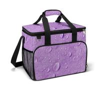 Water Droplets on Light Purple Camping Cooler Bag Insulated Beach Coolers Portable Leak Proof Bags with Shoulder Strap