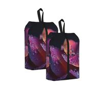 Water Droplets On Rose Petals Printed Travel Shoe Storage Bag Waterproof Jacquard Fabric is Lightweight, with Strong Handle and Central Zipper.
